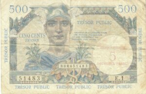 5NF sur 500 francs Trésor Public type 1960