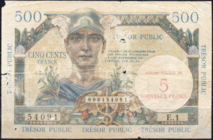 5NF sur 500 francs Trésor Public type 1960