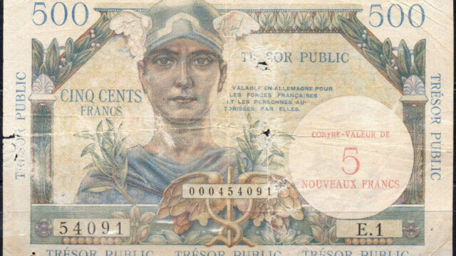 5NF sur 500 francs Trésor Public type 1960