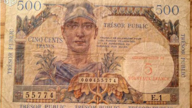 5NF sur 500 francs Trésor Public type 1960