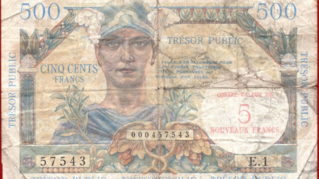 5NF sur 500 francs Trésor Public type 1960