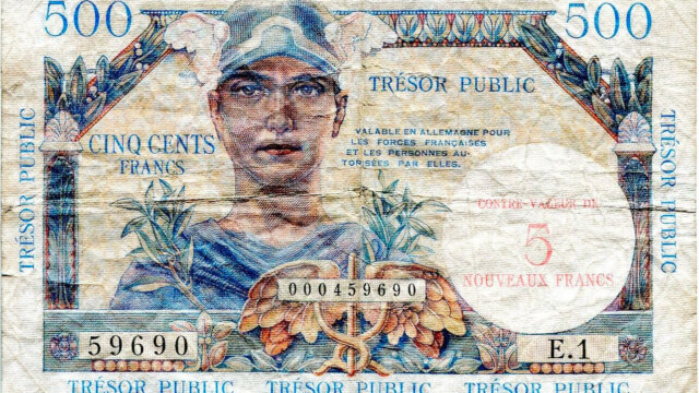 5NF sur 500 francs Trésor Public type 1960