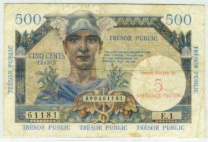 5NF sur 500 francs Trésor Public type 1960