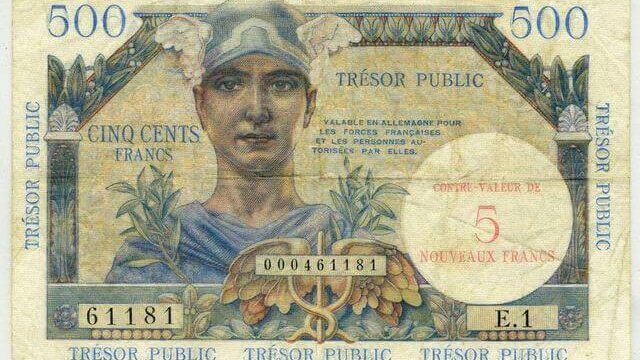 5NF sur 500 francs Trésor Public type 1960