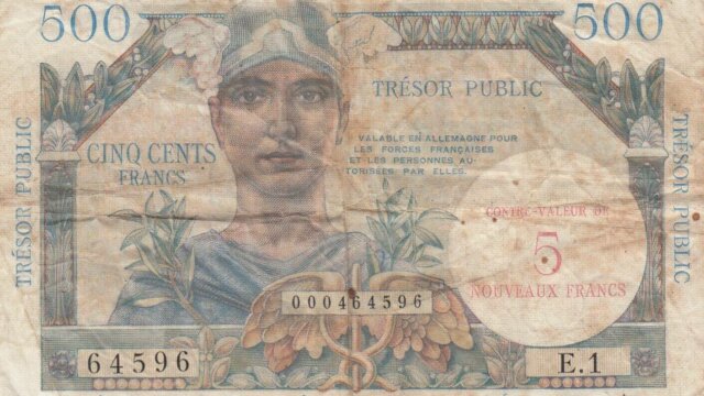 5NF sur 500 francs Trésor Public type 1960