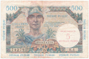 5NF sur 500 francs Trésor Public type 1960