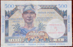 5NF sur 500 francs Trésor Public type 1960