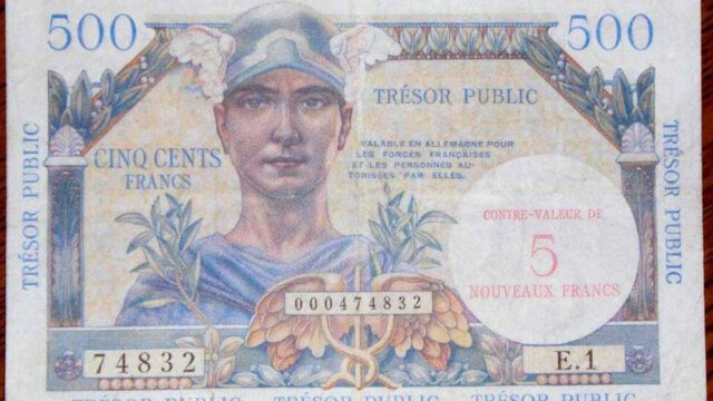 5NF sur 500 francs Trésor Public type 1960