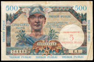 5NF sur 500 francs Trésor Public type 1960