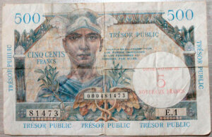 5NF sur 500 francs Trésor Public type 1960