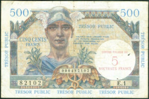 5NF sur 500 francs Trésor Public type 1960