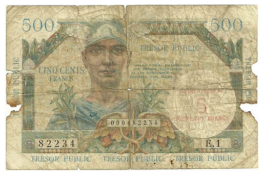 5NF sur 500 francs Trésor Public type 1960