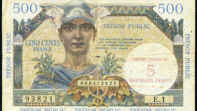 5NF sur 500 francs Trésor Public type 1960