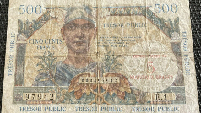 5NF sur 500 francs Trésor Public type 1960