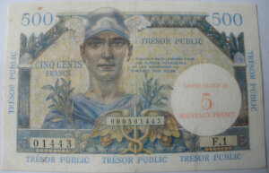 5NF sur 500 francs Trésor Public type 1960