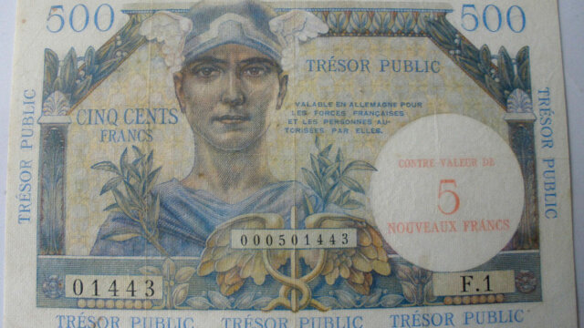 5NF sur 500 francs Trésor Public type 1960