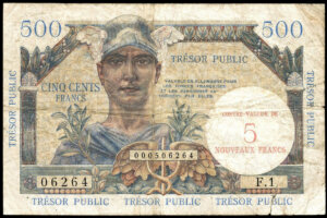 5NF sur 500 francs Trésor Public type 1960