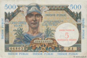 5NF sur 500 francs Trésor Public type 1960