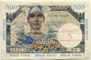 5NF sur 500 francs Trésor Public type 1960