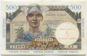 5NF sur 500 francs Trésor Public type 1960