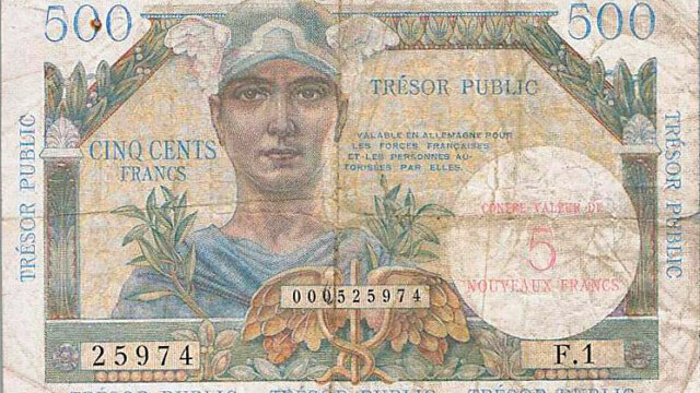 5NF sur 500 francs Trésor Public type 1960