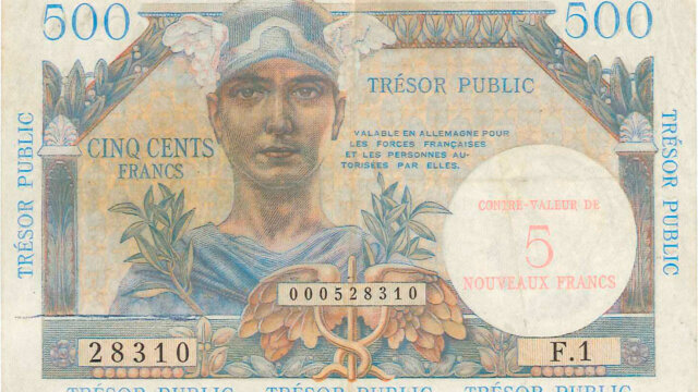 5NF sur 500 francs Trésor Public type 1960