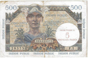 5NF sur 500 francs Trésor Public type 1960