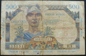 5NF sur 500 francs Trésor Public type 1960