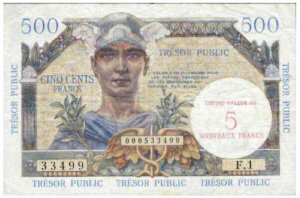 5NF sur 500 francs Trésor Public type 1960