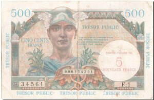 5NF sur 500 francs Trésor Public type 1960