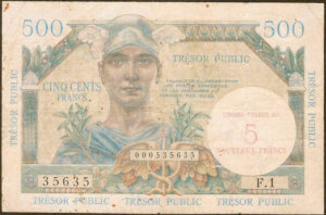 5NF sur 500 francs Trésor Public type 1960