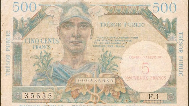 5NF sur 500 francs Trésor Public type 1960