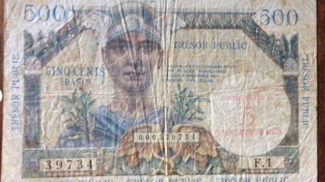 5NF sur 500 francs Trésor Public type 1960