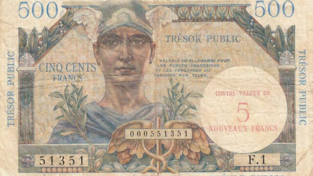 5NF sur 500 francs Trésor Public type 1960