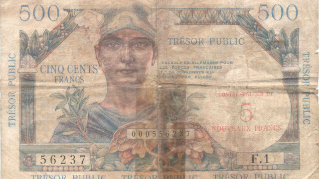 5NF sur 500 francs Trésor Public type 1960