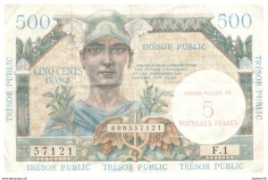 5NF sur 500 francs Trésor Public type 1960