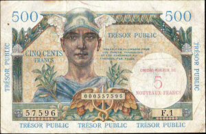 5NF sur 500 francs Trésor Public type 1960