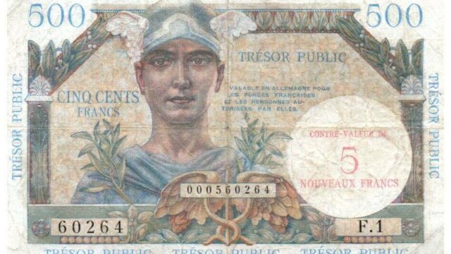 5NF sur 500 francs Trésor Public type 1960