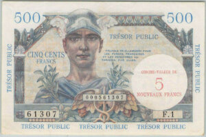 5NF sur 500 francs Trésor Public type 1960