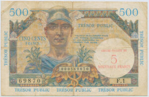 5NF sur 500 francs Trésor Public type 1960