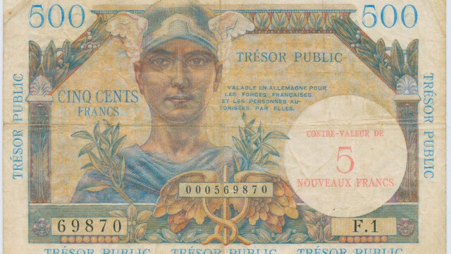 5NF sur 500 francs Trésor Public type 1960