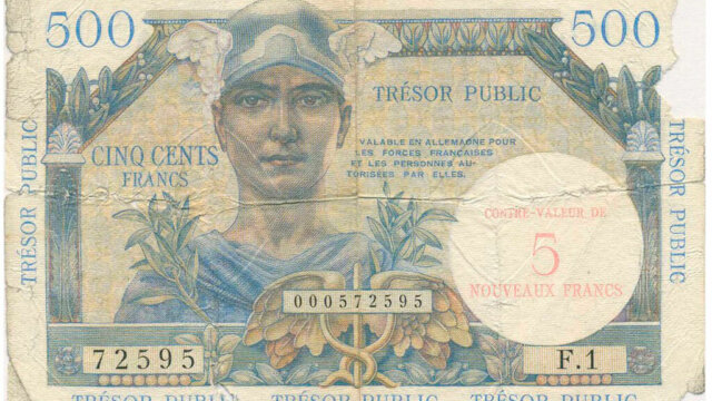 5NF sur 500 francs Trésor Public type 1960