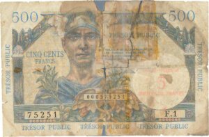 5NF sur 500 francs Trésor Public type 1960