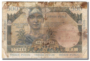 5NF sur 500 francs Trésor Public type 1960