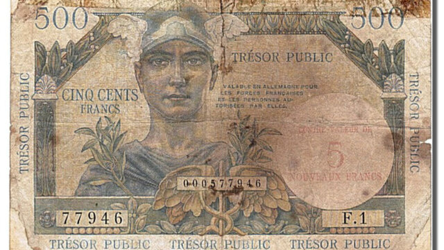 5NF sur 500 francs Trésor Public type 1960