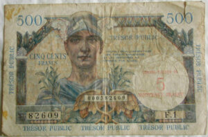 5NF sur 500 francs Trésor Public type 1960