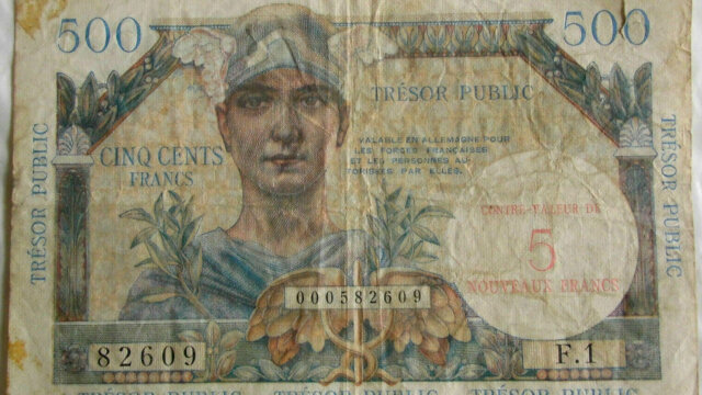 5NF sur 500 francs Trésor Public type 1960