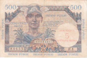 5NF sur 500 francs Trésor Public type 1960