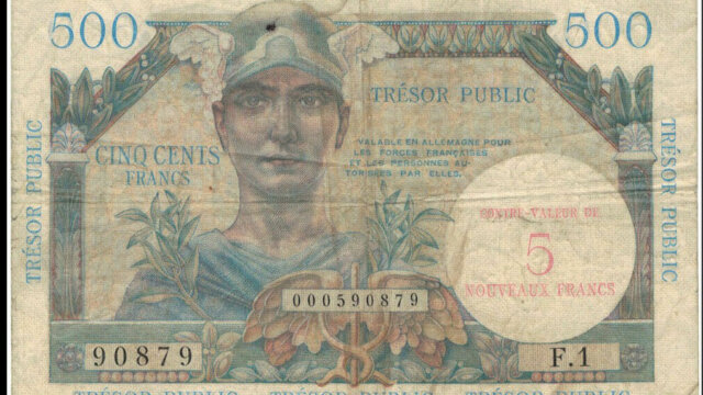 5NF sur 500 francs Trésor Public type 1960