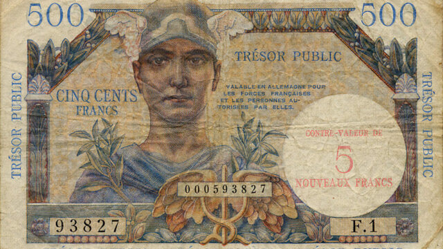 5NF sur 500 francs Trésor Public type 1960